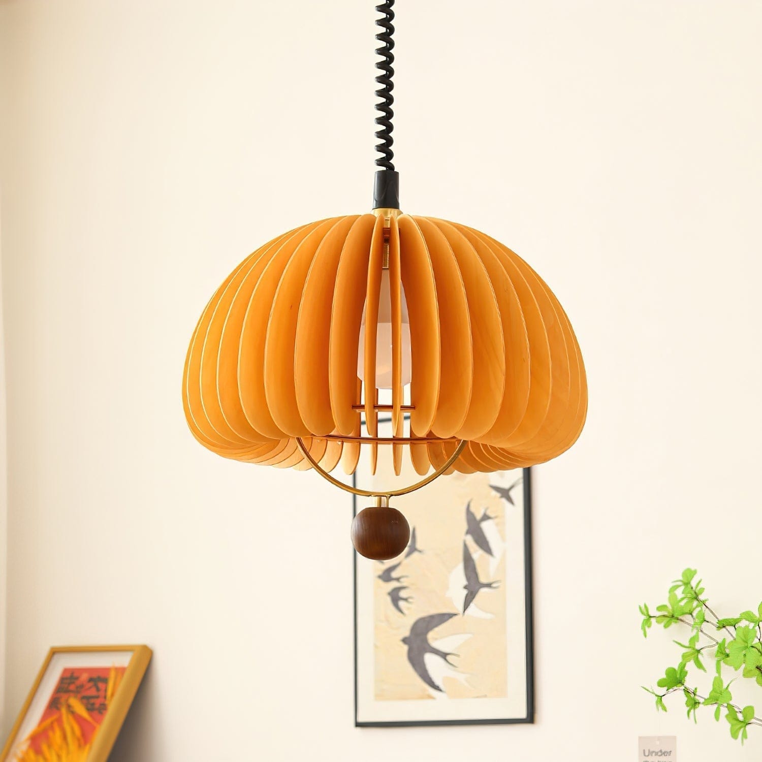 Pumpkin Adjustable Pendant Lamp - Nature-Inspired Nostalgic Design