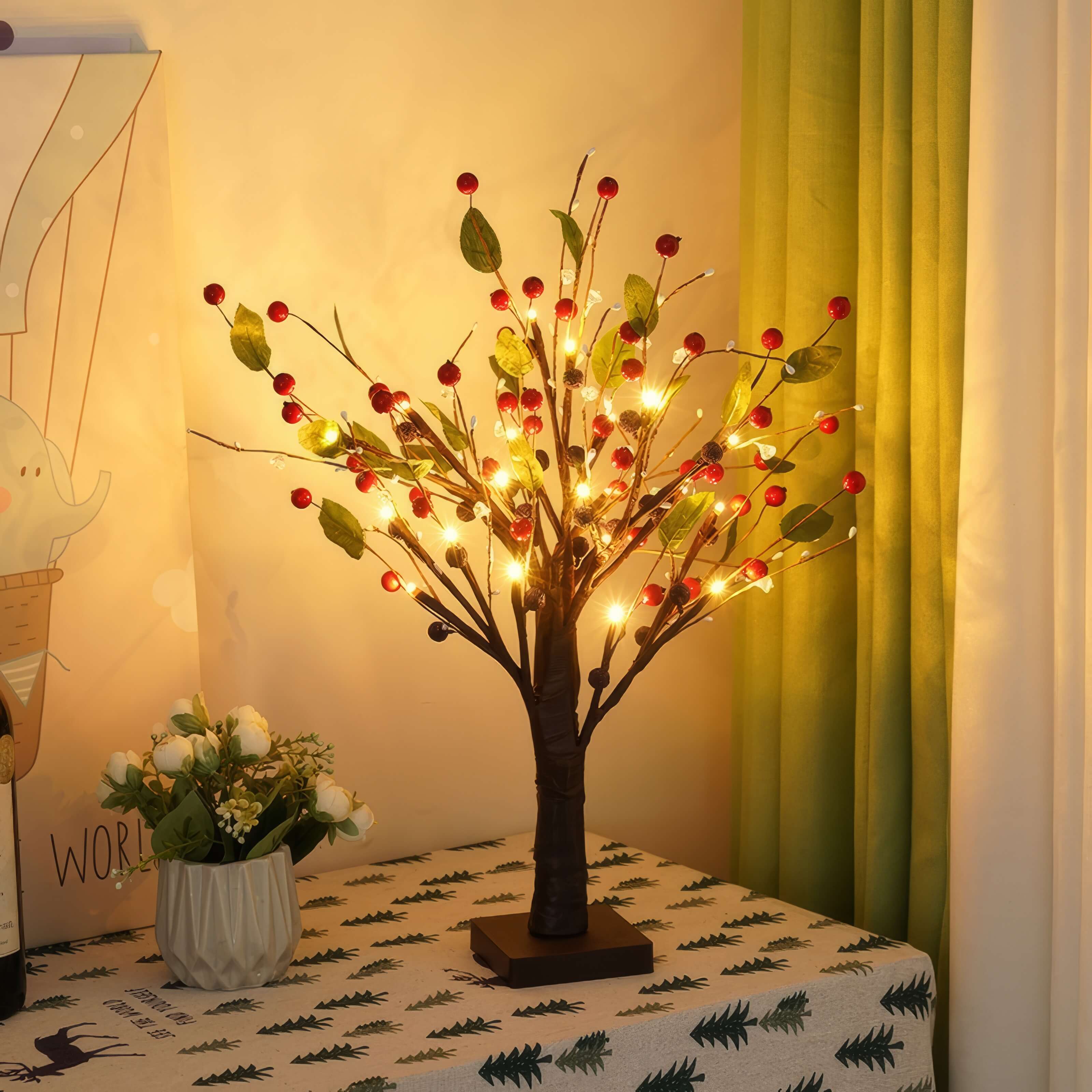 Red Berry Blossom Tree – Festive Holiday Centerpiece