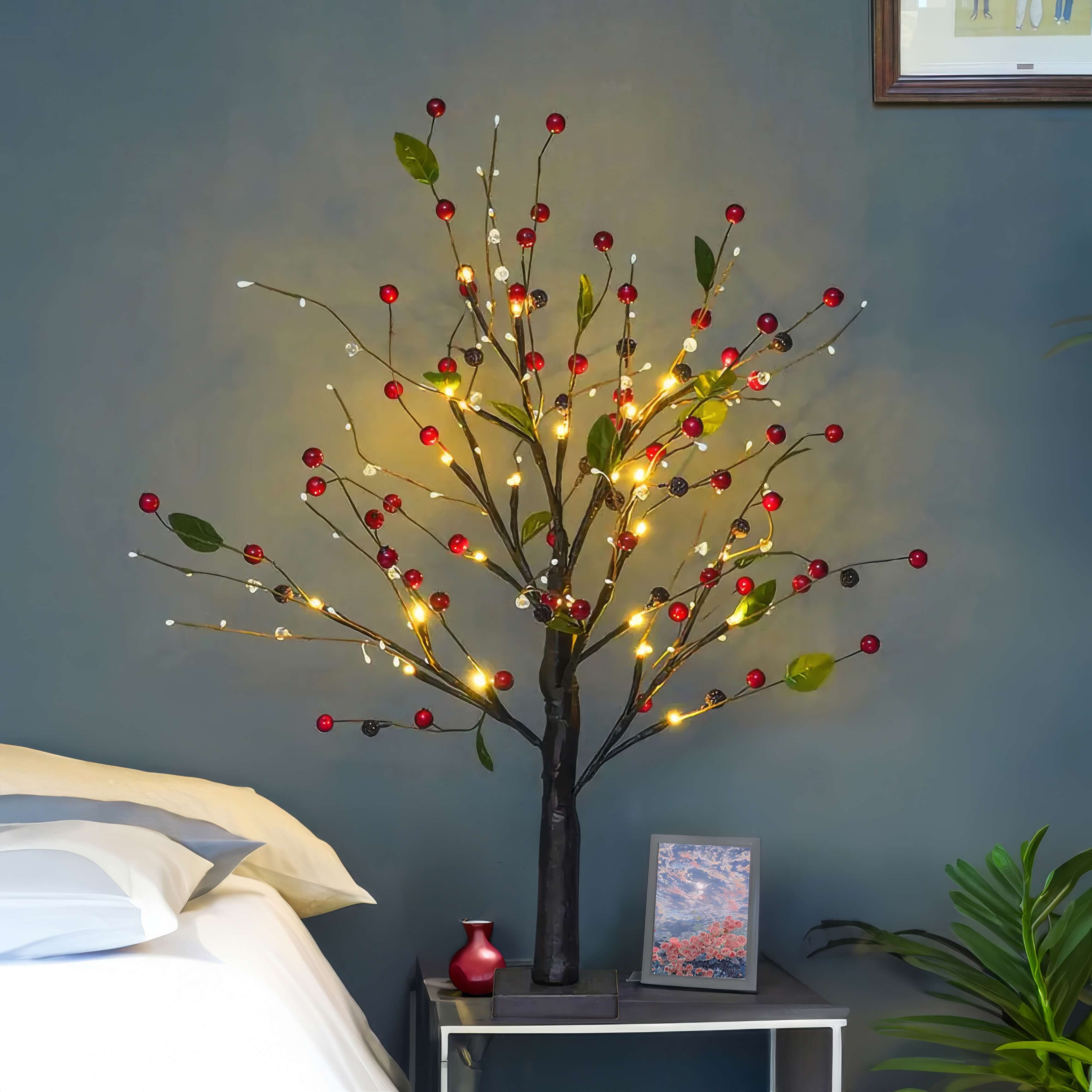 Red Berry Blossom Tree – Festive Holiday Centerpiece