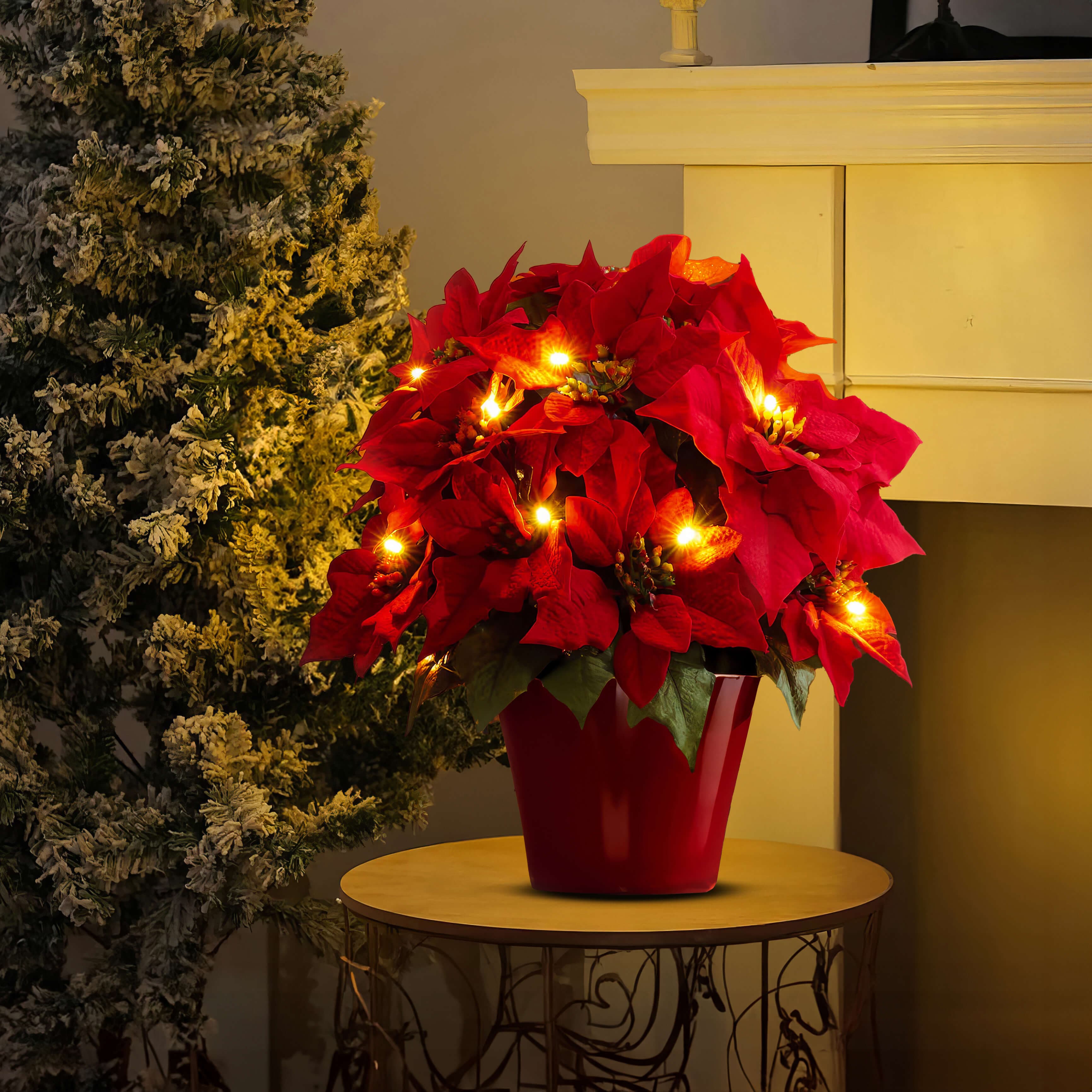 Radiant Ruby Poinsettia – Glowing Festive Floral Decor