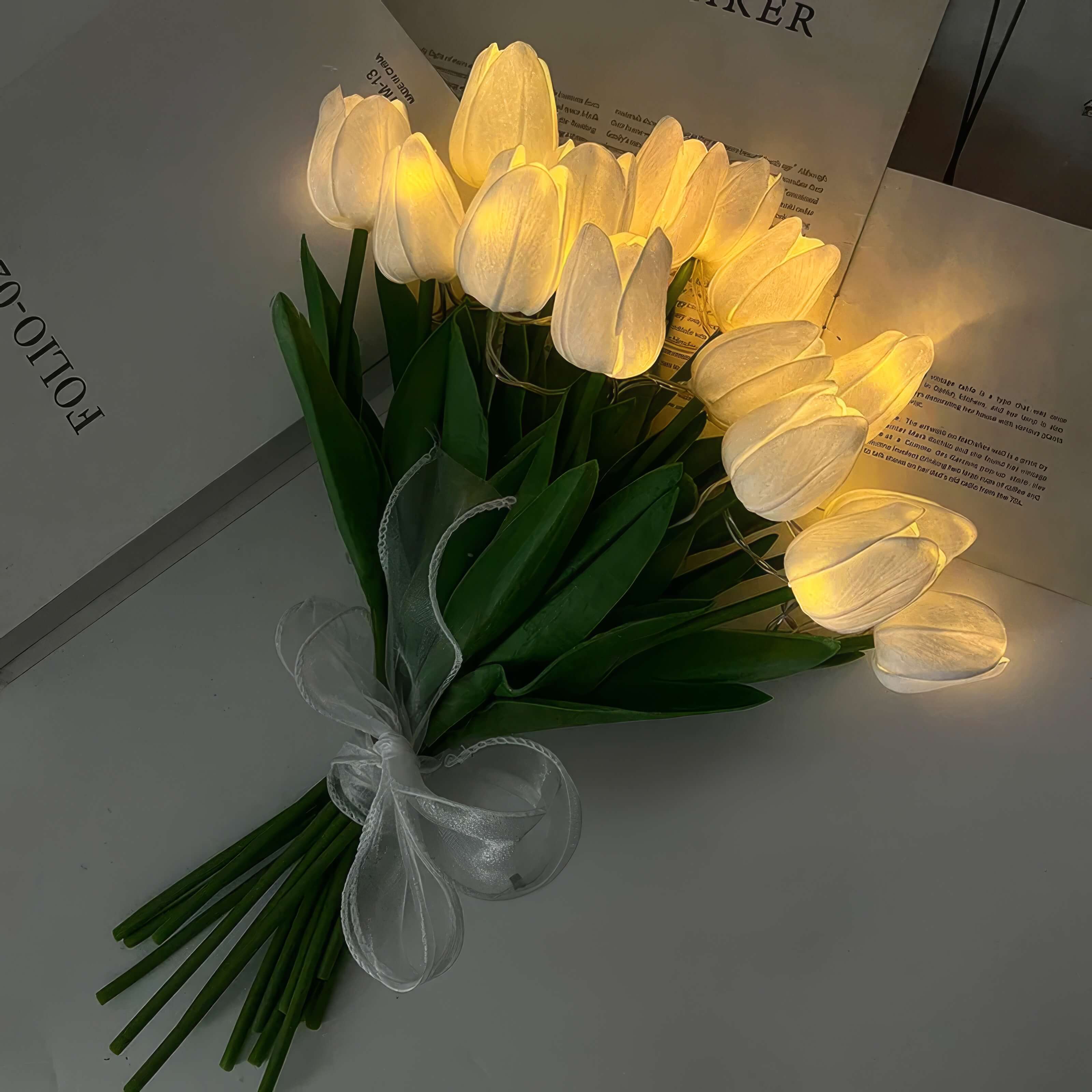 Radiant Romantic Tulip Light – Glowing Floral Centerpiece