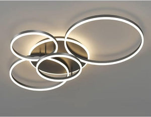 Gold Dimmable LED Ceiling Light with Remote Control and 5/6 Rings for Large Rooms