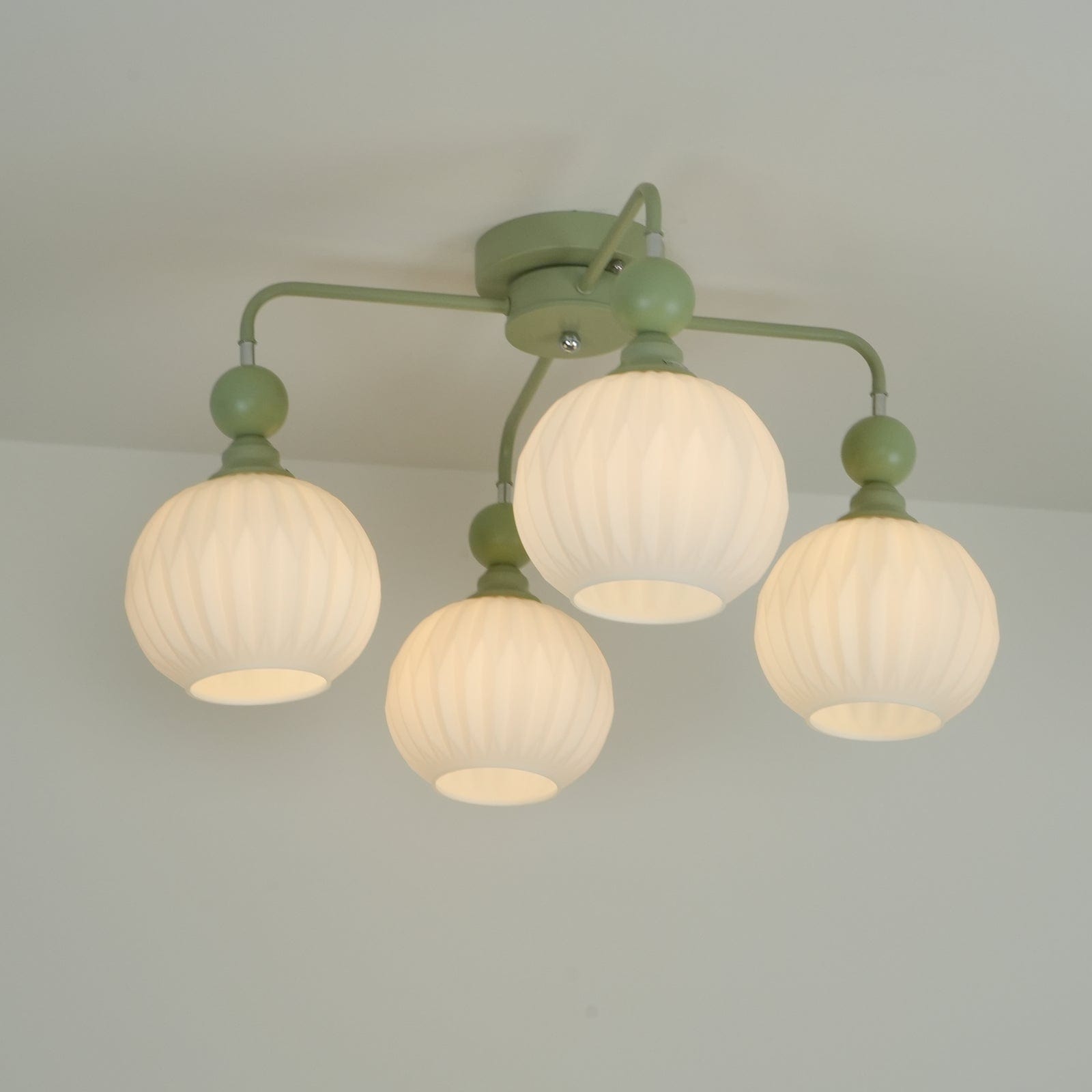 Rylee Ceiling Light - Sophisticated Pumpkin-Shaped Design in Matcha Green