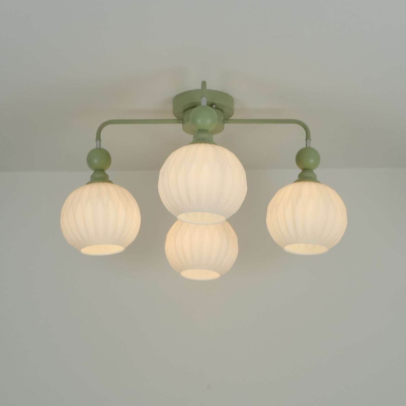 Rylee Ceiling Light - Sophisticated Pumpkin-Shaped Design in Matcha Green