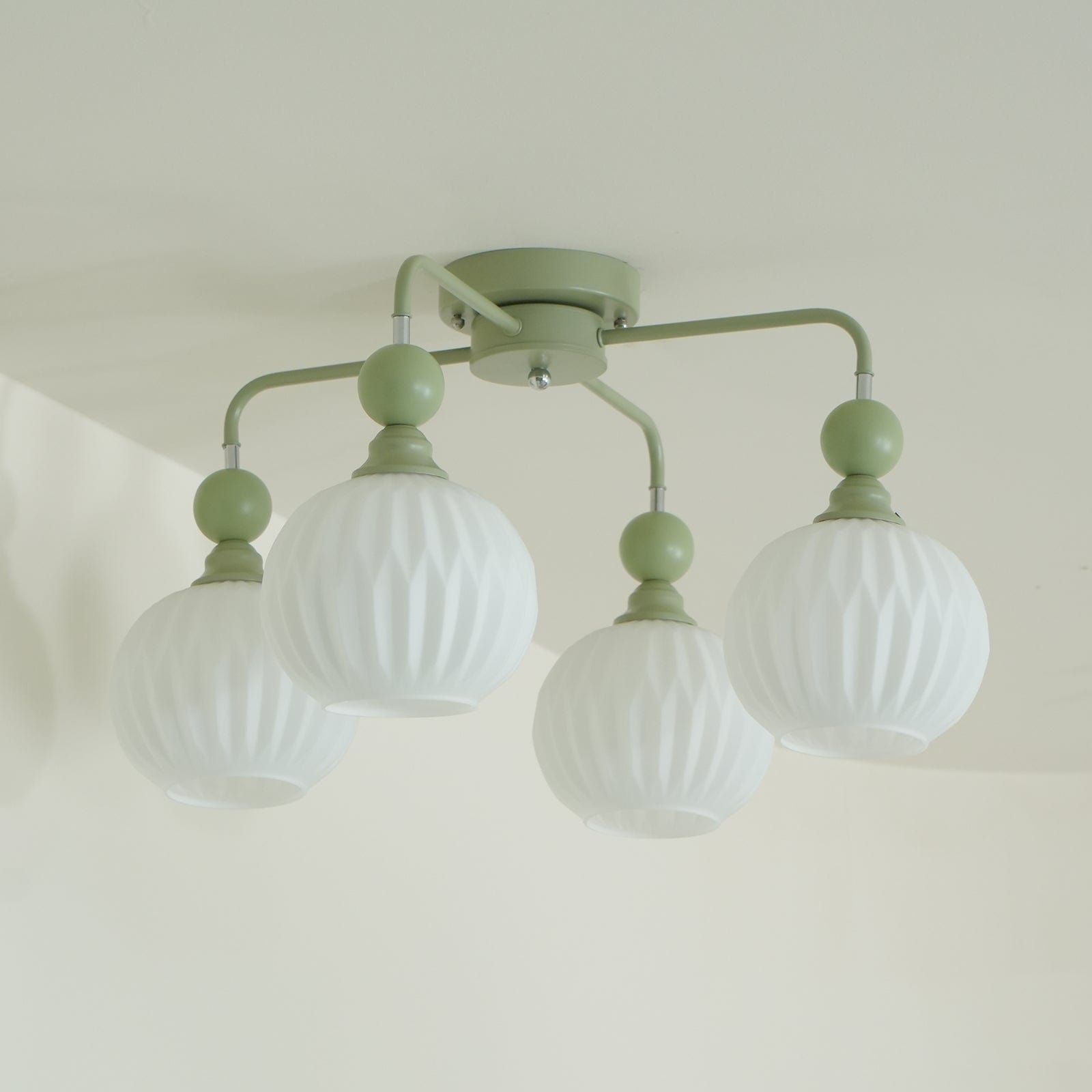 Rylee Ceiling Light - Sophisticated Pumpkin-Shaped Design in Matcha Green