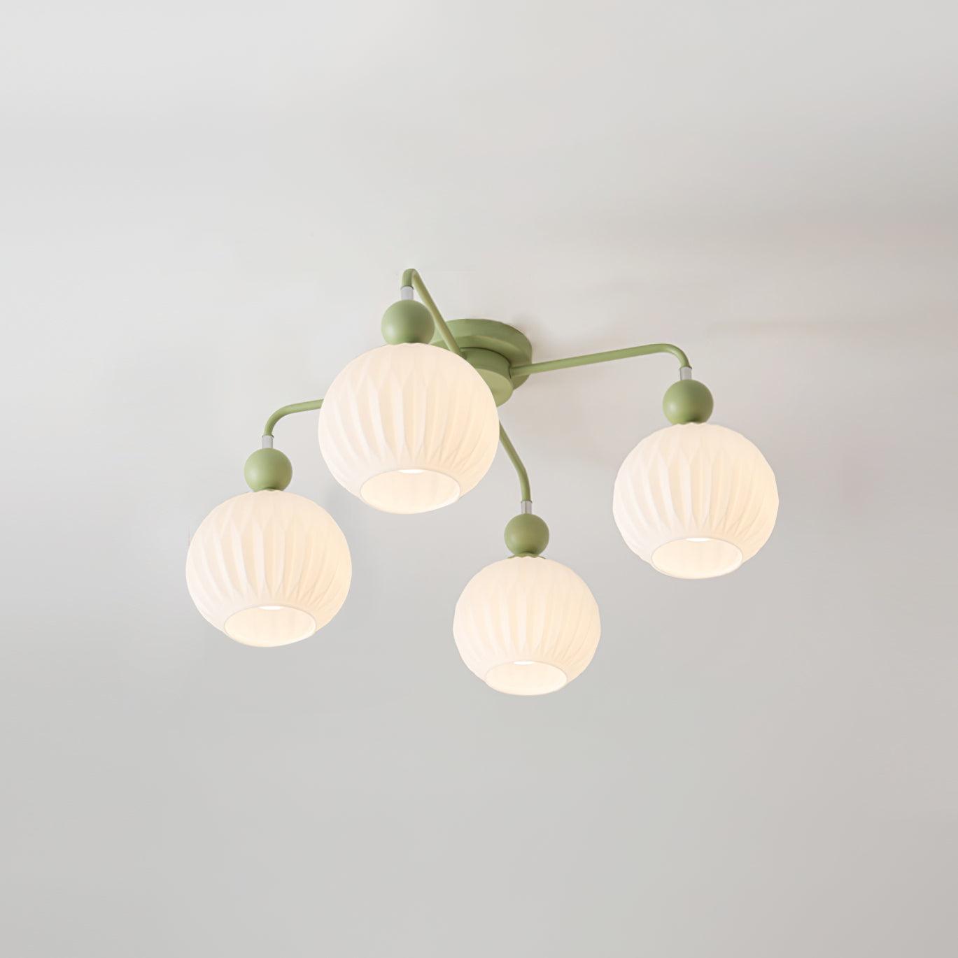 Rylee Ceiling Light - Sophisticated Pumpkin-Shaped Design in Matcha Green