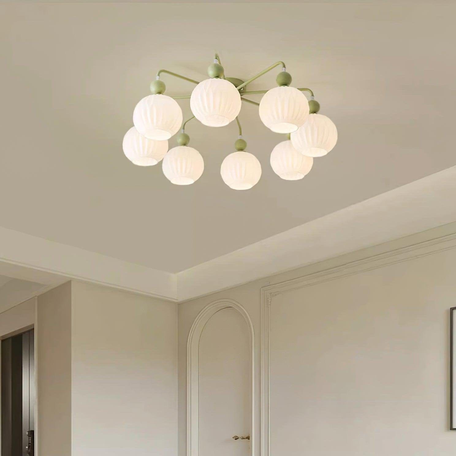 Rylee Ceiling Light - Sophisticated Pumpkin-Shaped Design in Matcha Green