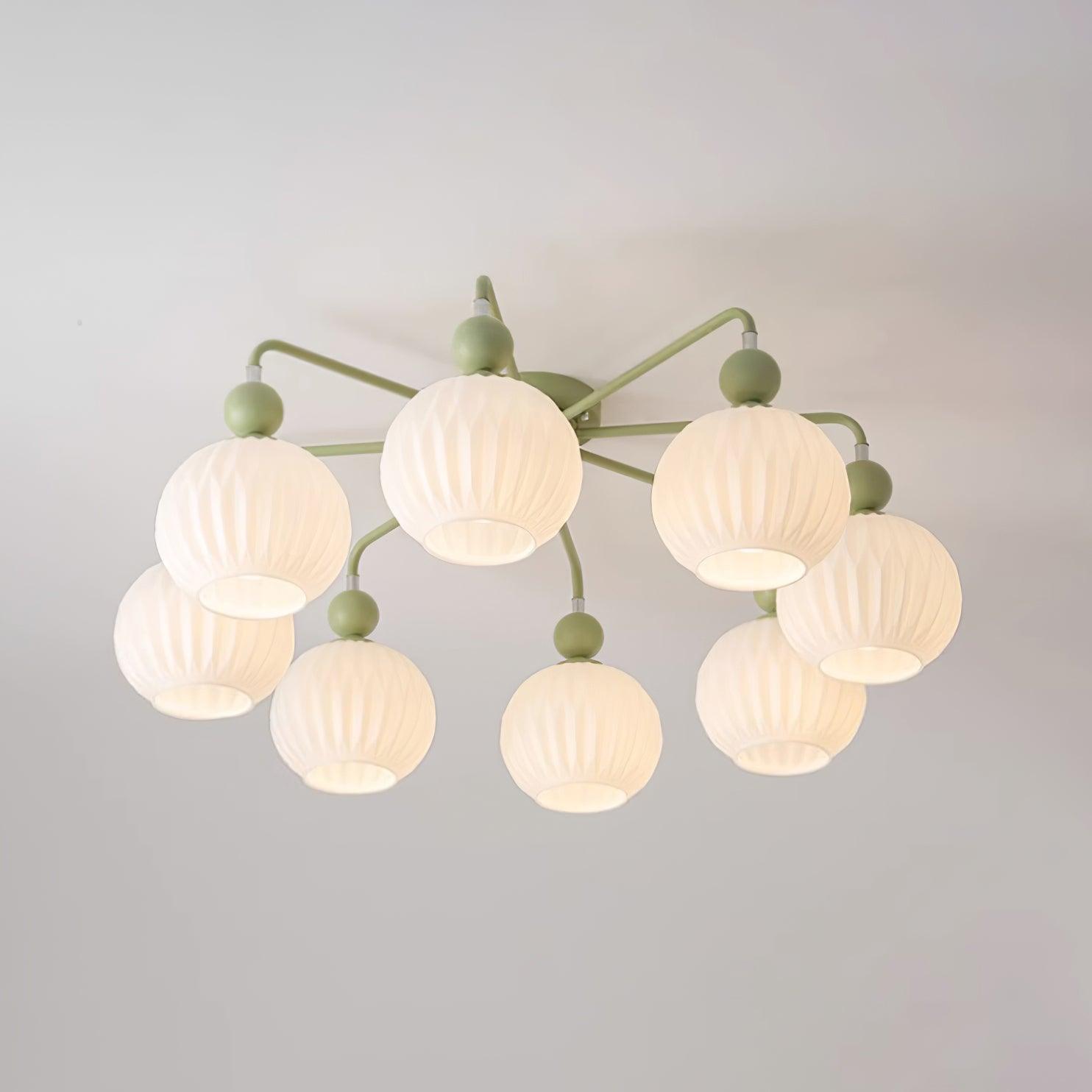 Rylee Ceiling Light - Sophisticated Pumpkin-Shaped Design in Matcha Green