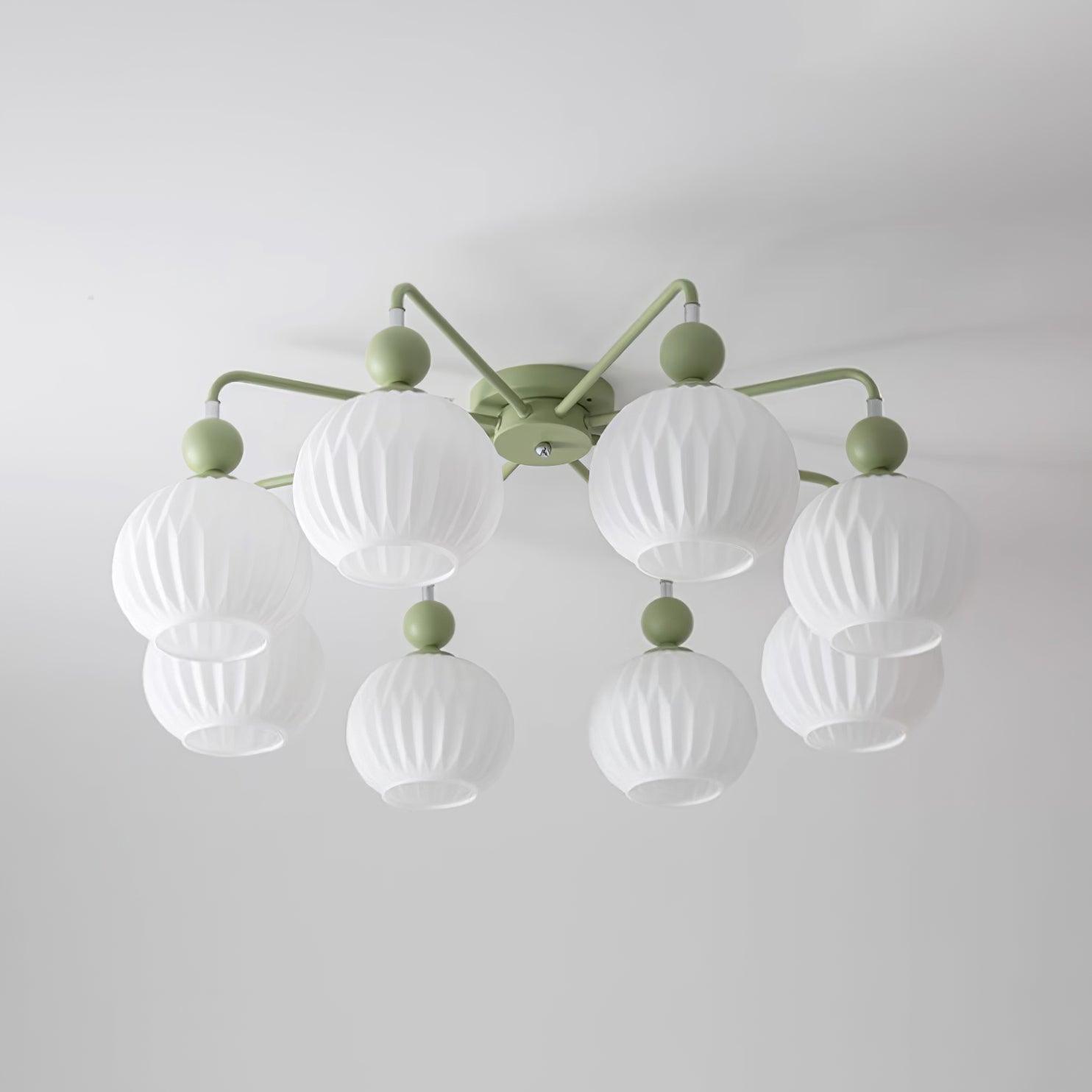 Rylee Ceiling Light - Sophisticated Pumpkin-Shaped Design in Matcha Green