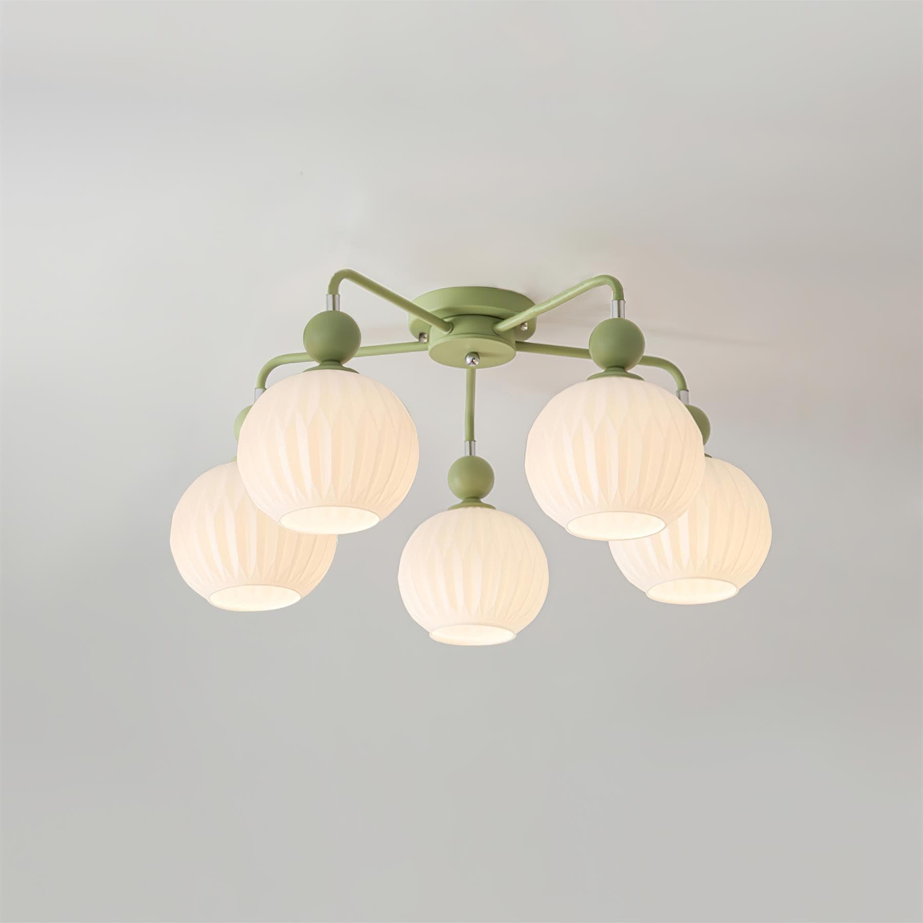 Rylee Ceiling Light - Sophisticated Pumpkin-Shaped Design in Matcha Green