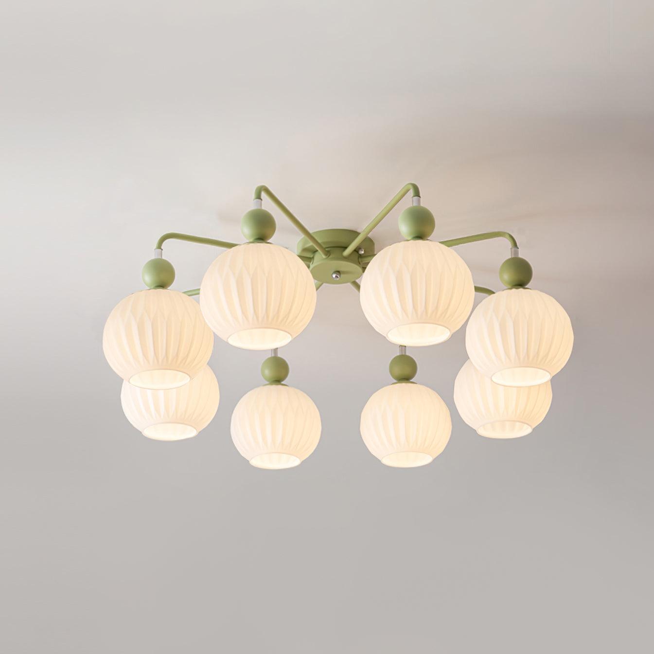 Rylee Ceiling Light - Sophisticated Pumpkin-Shaped Design in Matcha Green