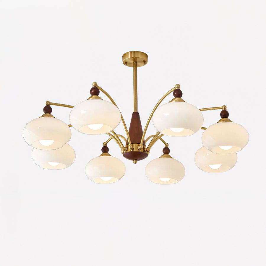 Retro Melodica Victorian-Inspired Chandelier with Brass and Wood Design