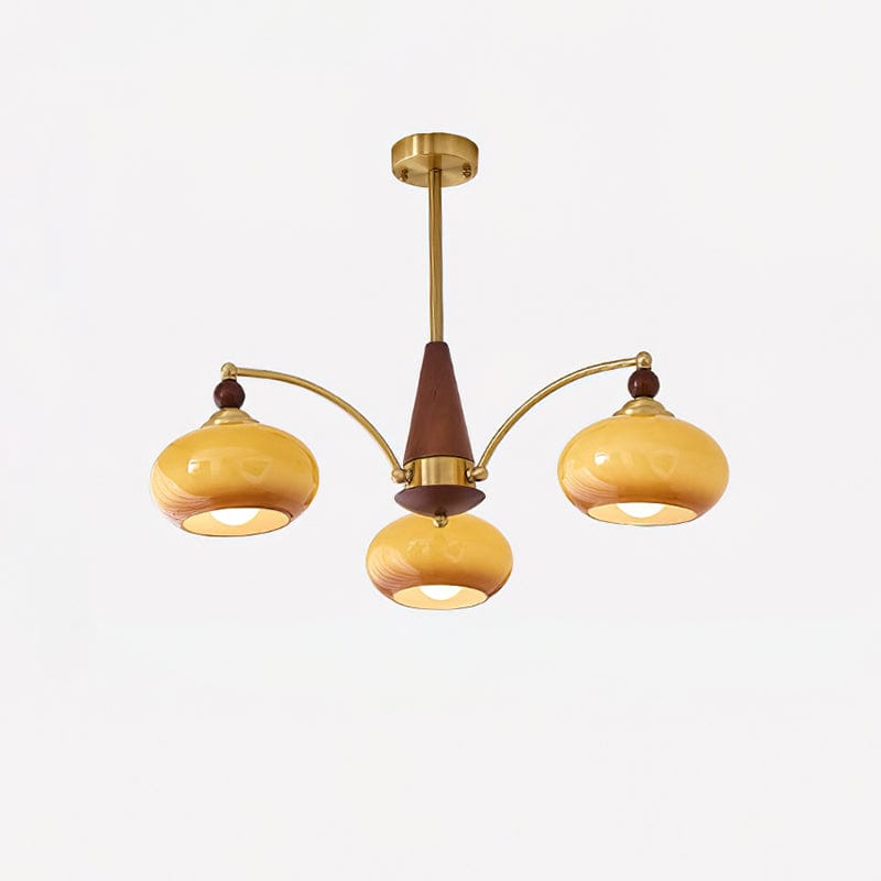 Retro Melodica Victorian-Inspired Chandelier with Brass and Wood Design