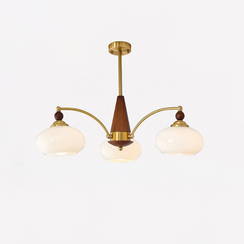 Retro Melodica Victorian-Inspired Chandelier with Brass and Wood Design