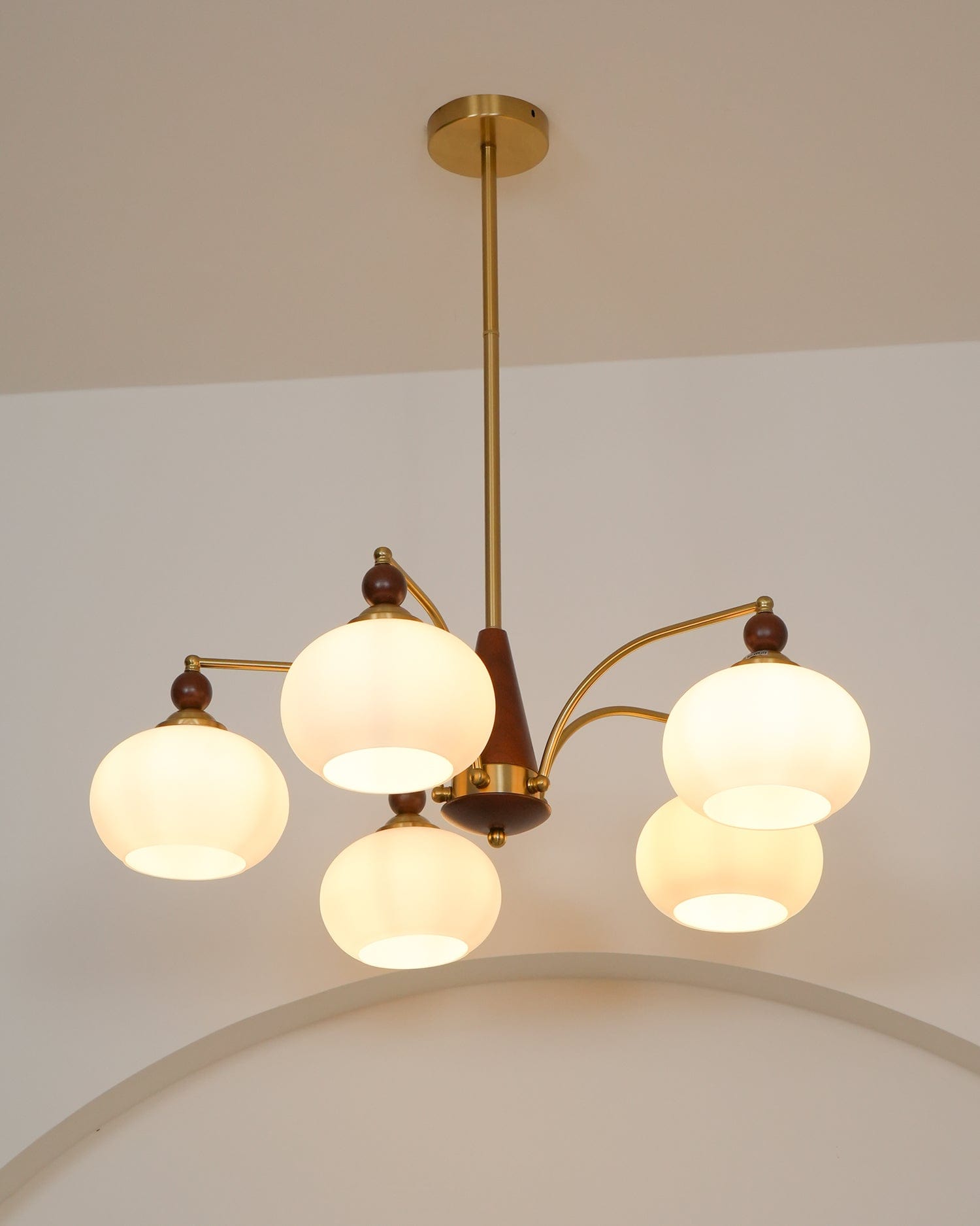 Retro Melodica Victorian-Inspired Chandelier with Brass and Wood Design