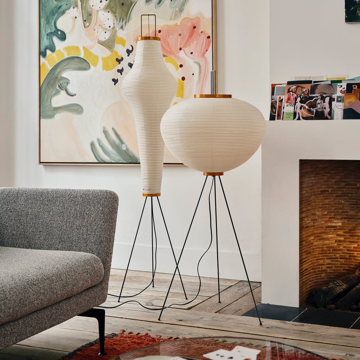 SereneGlow Rice Paper Floor Lamp – Minimalist Elegance