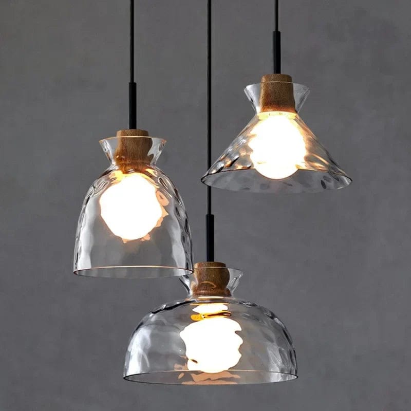 Japanese Minimalist Wrought Iron Chandelier - Dynamic Glass Pendant Light