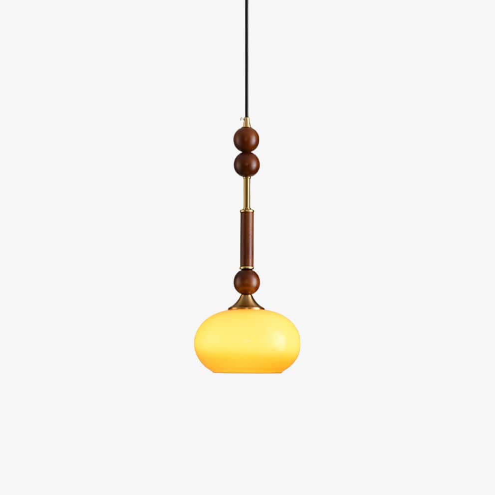 Roma Pendant Lamp – Elegant Wood and Brass Design with Glass Lampshade