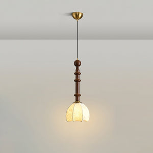 Roma Pendant Lamp – Elegant Wood and Brass Design with Glass Lampshade