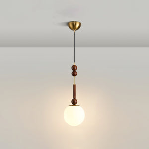 Roma Pendant Lamp – Elegant Wood and Brass Design with Glass Lampshade