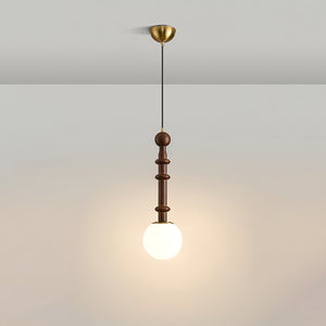 Roma Pendant Lamp – Elegant Wood and Brass Design with Glass Lampshade