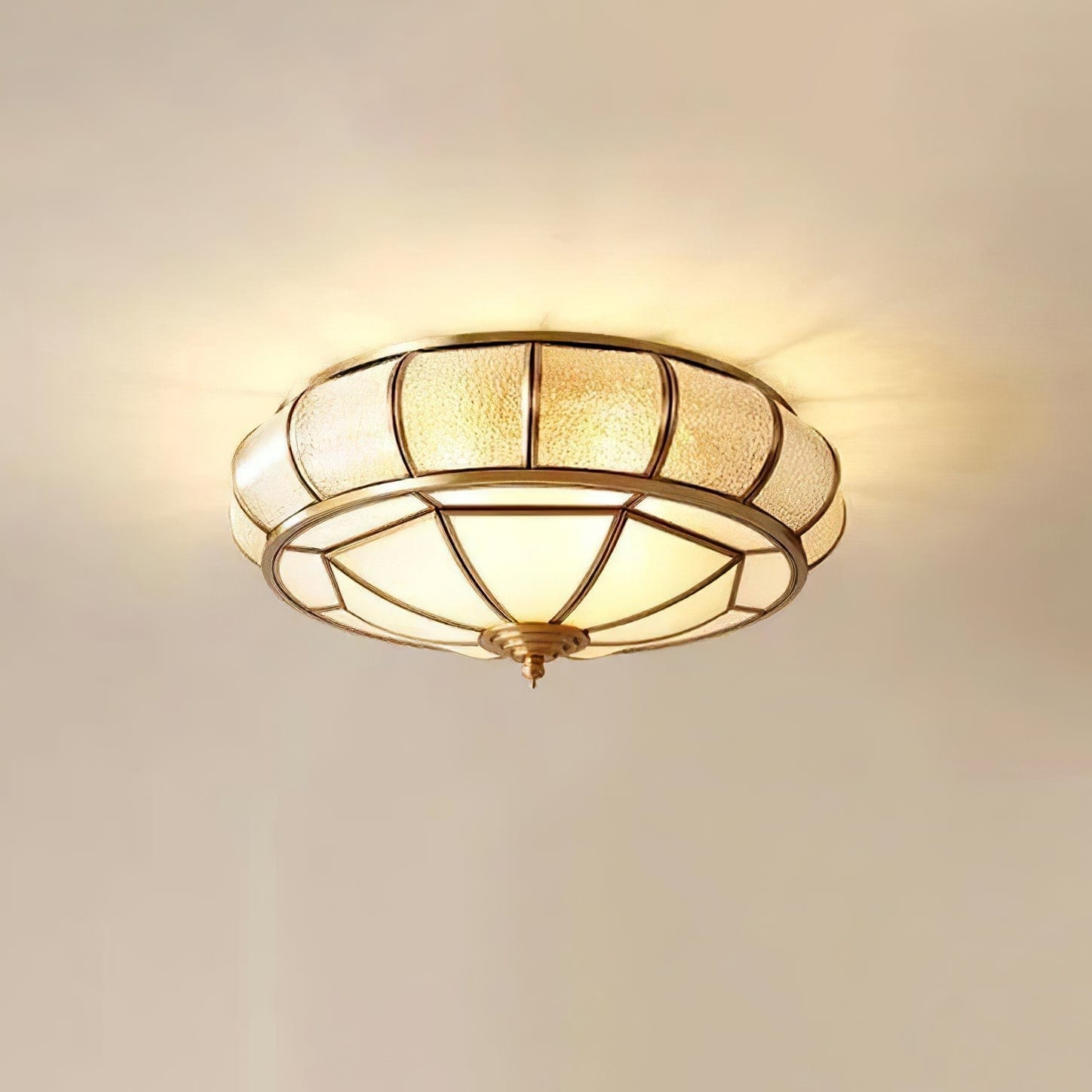 Round Textured Glass Ceiling Light - Elegant Flush Mount LED Fixture for Soft Ambient Lighting