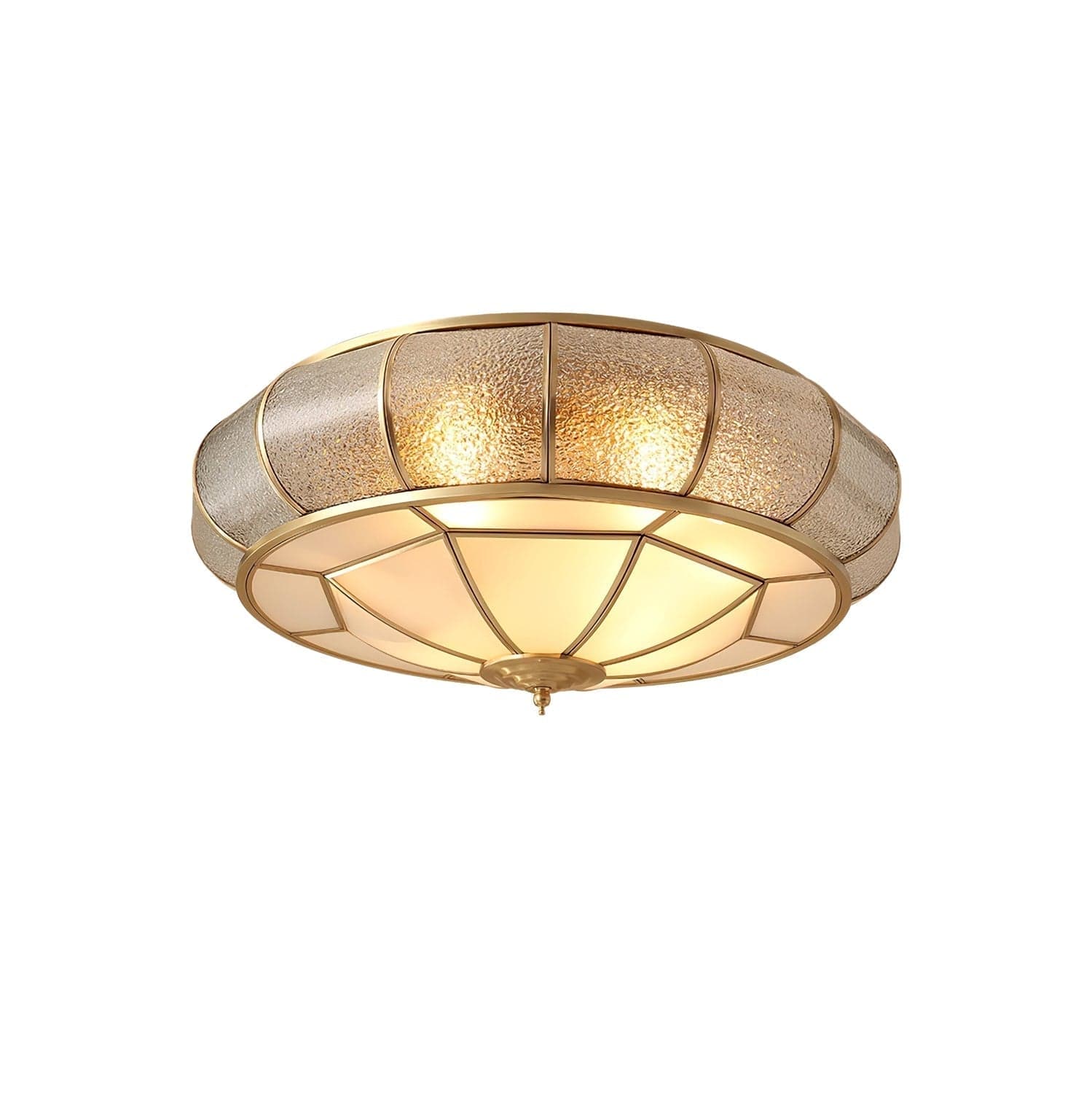 Round Textured Glass Ceiling Light - Elegant Flush Mount LED Fixture for Soft Ambient Lighting