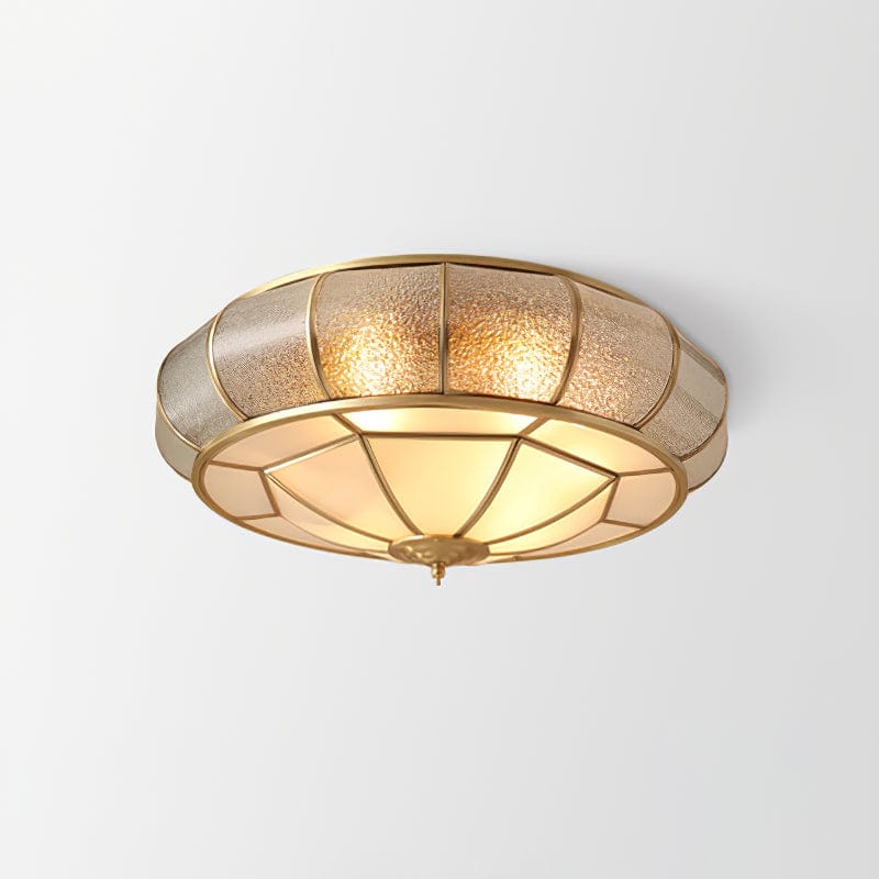 Round Textured Glass Ceiling Light - Elegant Flush Mount LED Fixture for Soft Ambient Lighting