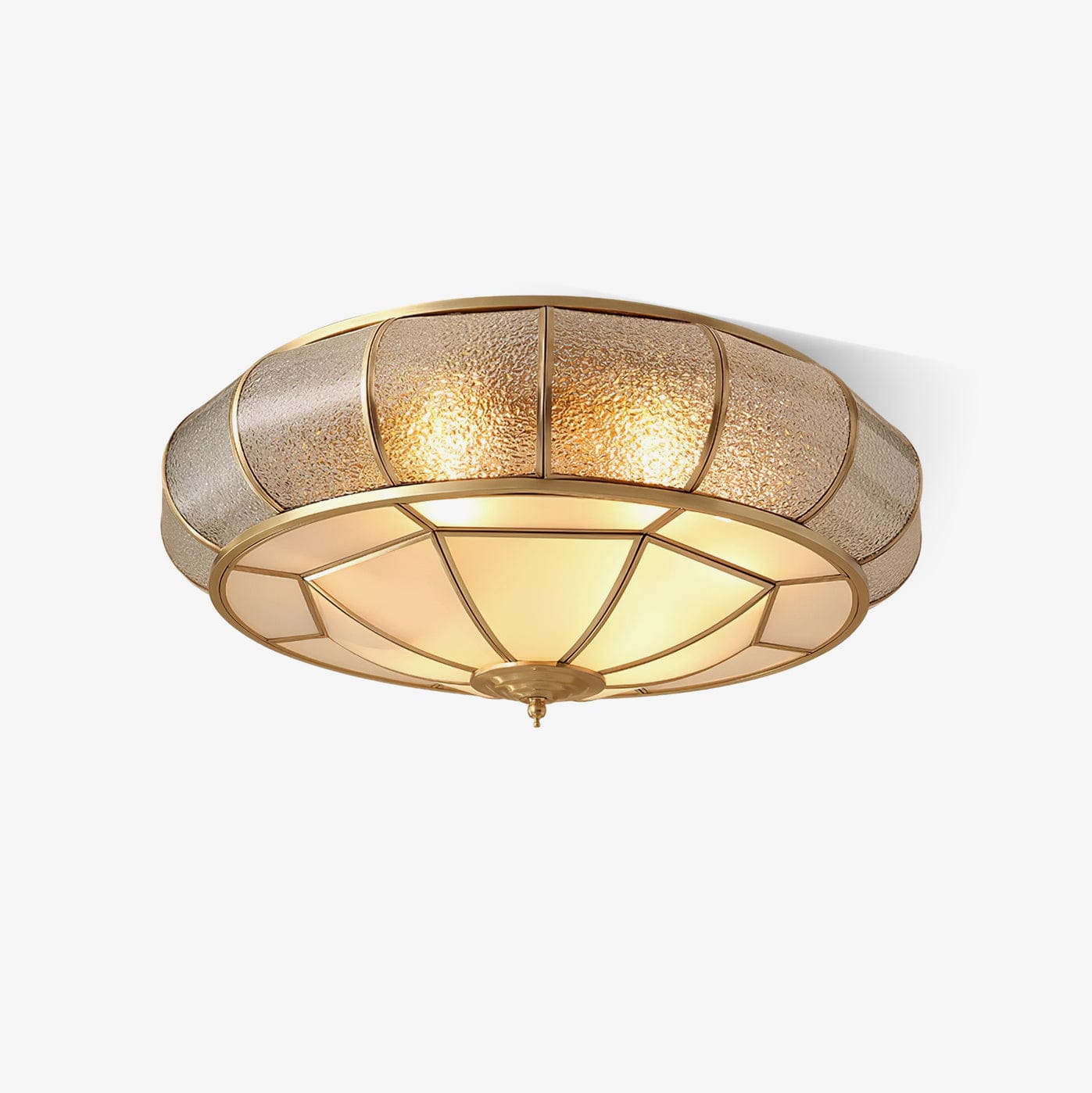 Round Textured Glass Ceiling Light - Elegant Flush Mount LED Fixture for Soft Ambient Lighting