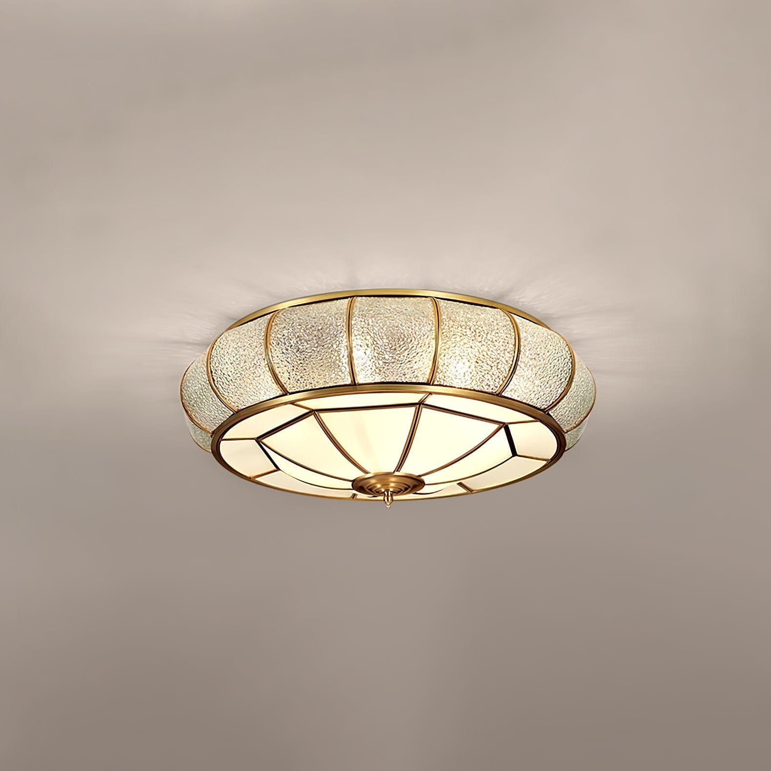 Round Textured Glass Ceiling Light - Elegant Flush Mount LED Fixture for Soft Ambient Lighting