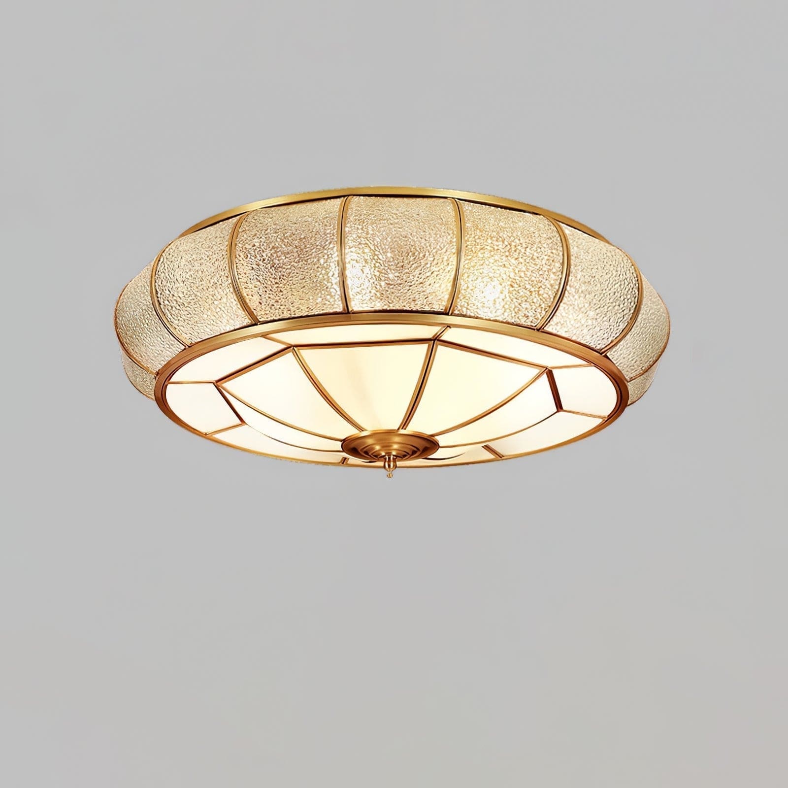 Round Textured Glass Ceiling Light - Elegant Flush Mount LED Fixture for Soft Ambient Lighting