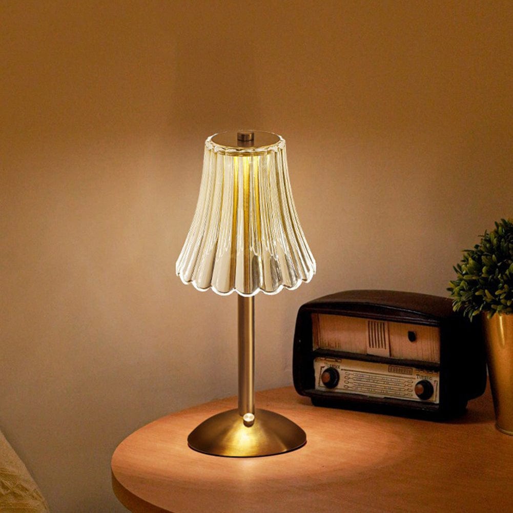 Golden Crystal Lamp – Wireless, Touch-Activated LED with Dimming