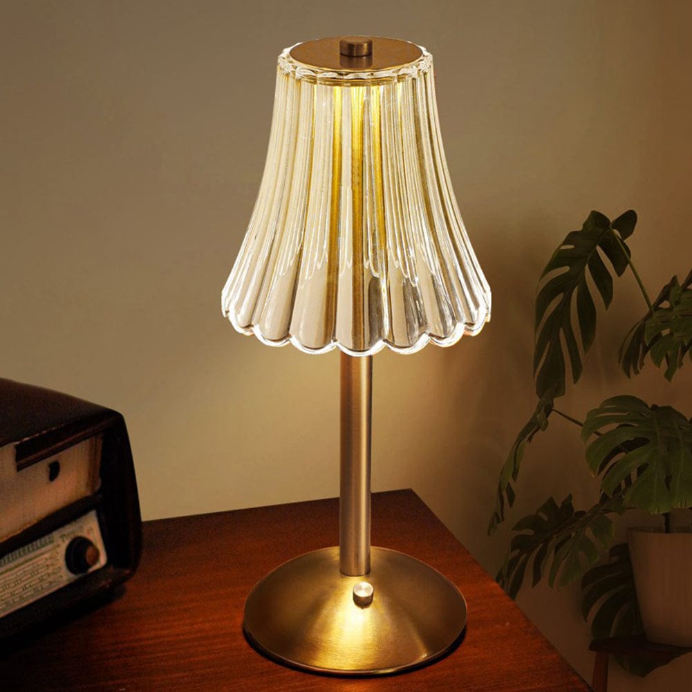 Golden Crystal Lamp – Wireless, Touch-Activated LED with Dimming