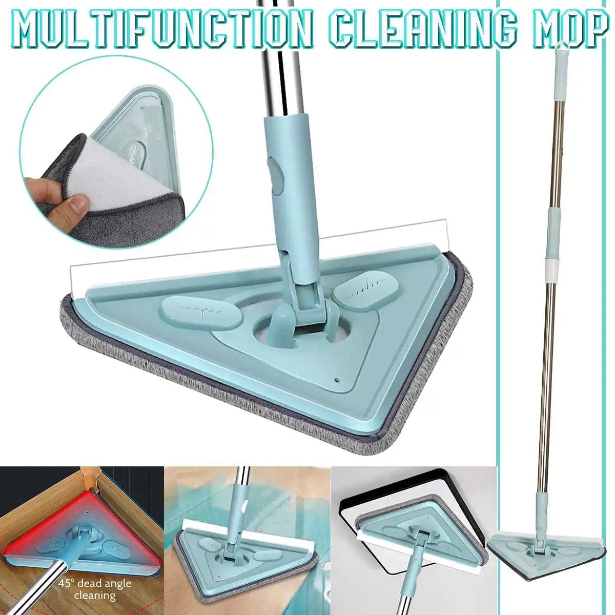 Multifunctional Triangle Mop with Rotating Head – All-in-One Cleaner, 160cm Handle