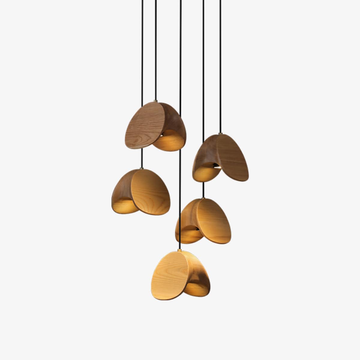 Siyuan Pendant Lamp - Artistic LED Lighting with Natural Wooden Shades