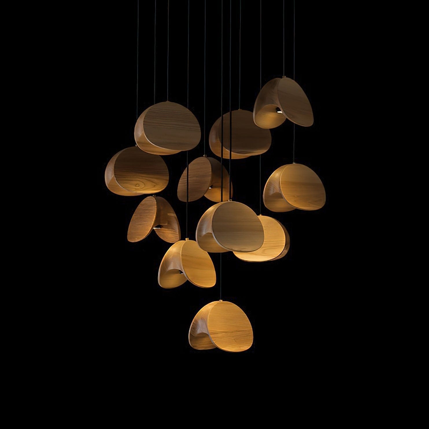 Siyuan Pendant Lamp - Artistic LED Lighting with Natural Wooden Shades