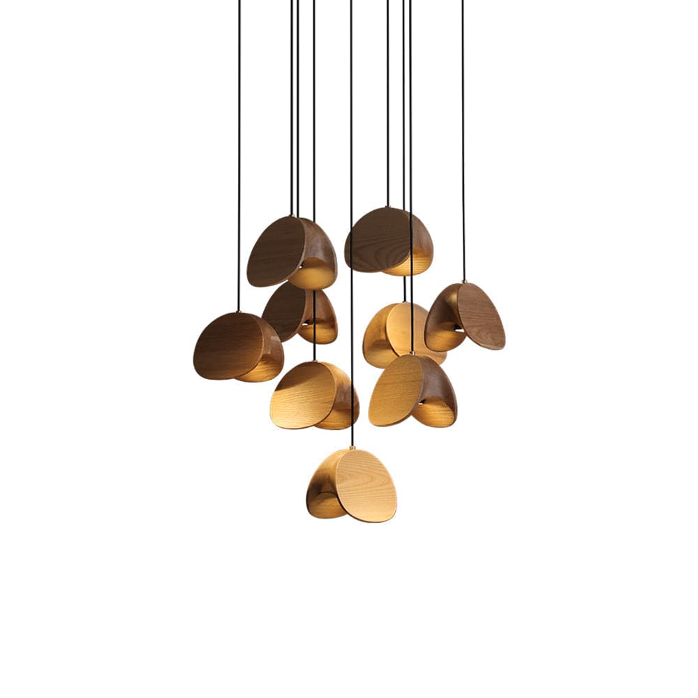 Siyuan Pendant Lamp - Artistic LED Lighting with Natural Wooden Shades