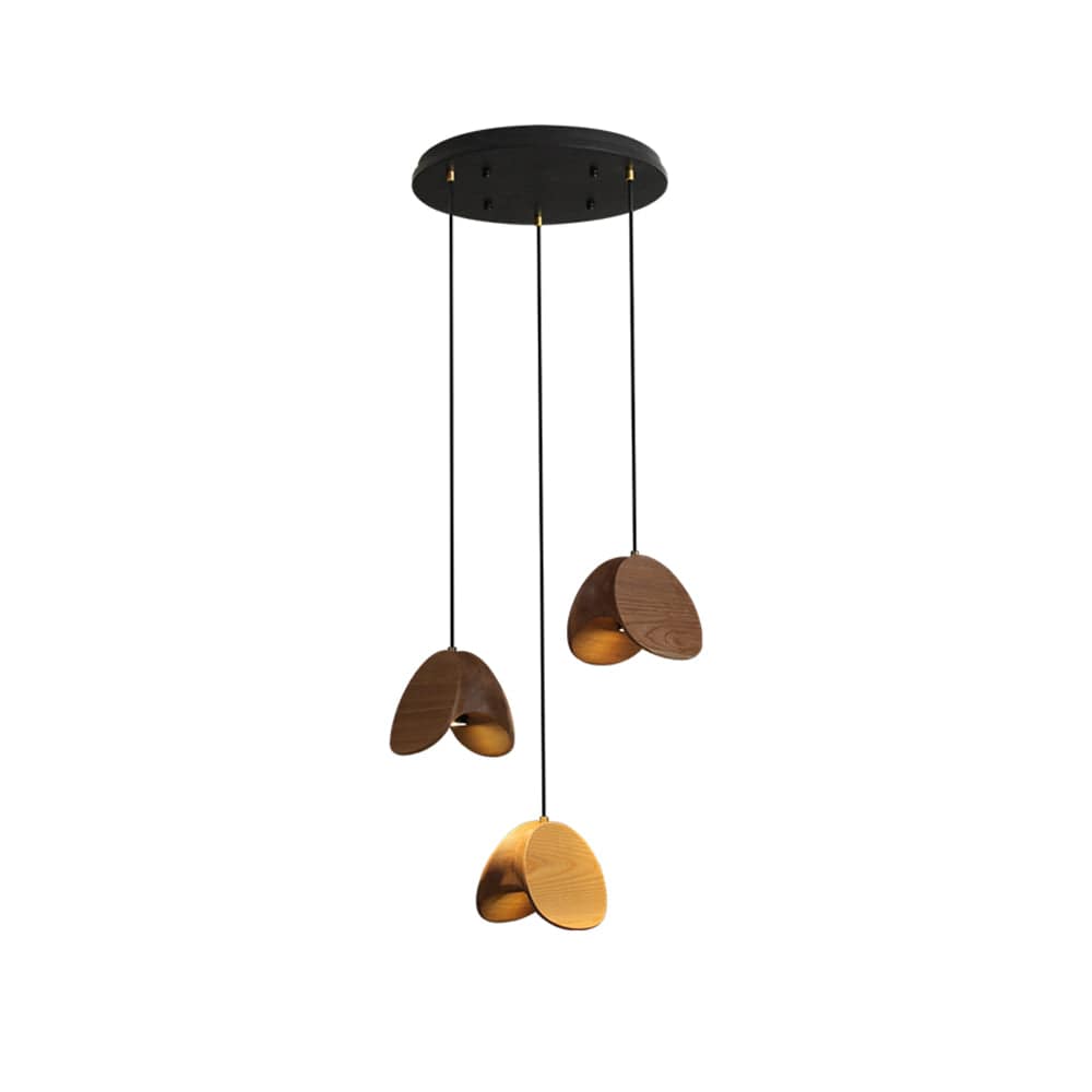 Siyuan Pendant Lamp - Artistic LED Lighting with Natural Wooden Shades