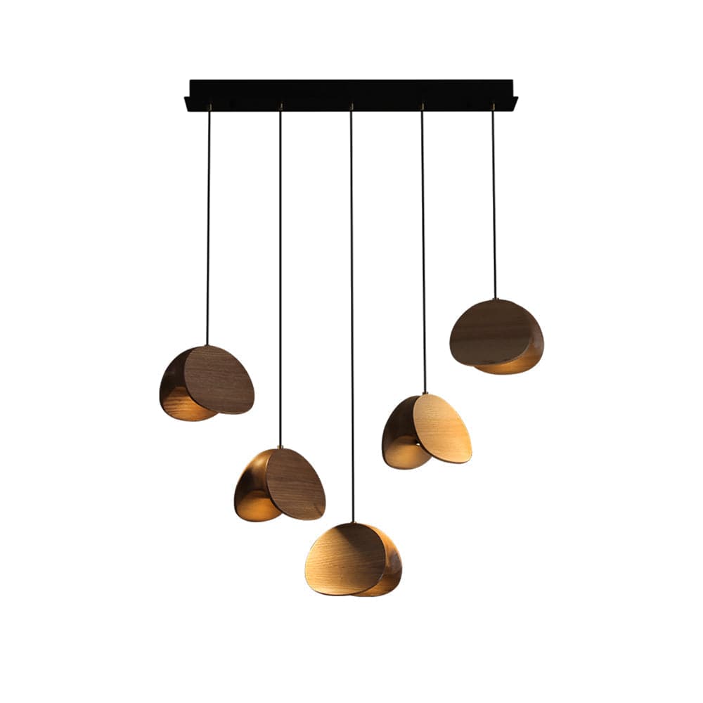 Siyuan Pendant Lamp - Artistic LED Lighting with Natural Wooden Shades