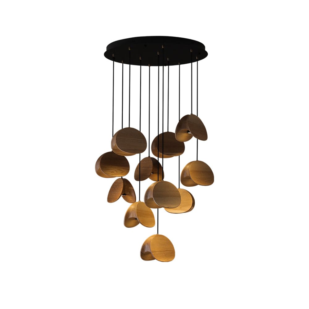 Siyuan Pendant Lamp - Artistic LED Lighting with Natural Wooden Shades