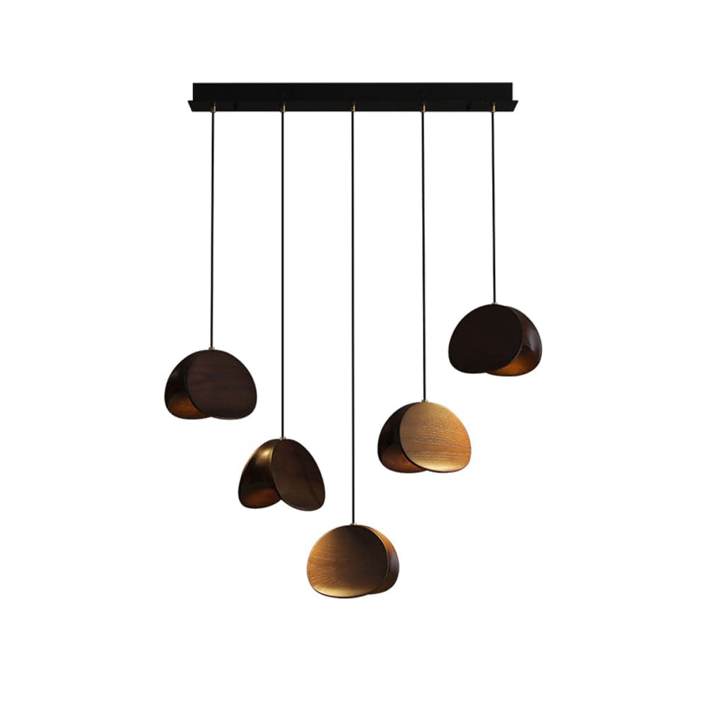 Siyuan Pendant Lamp - Artistic LED Lighting with Natural Wooden Shades