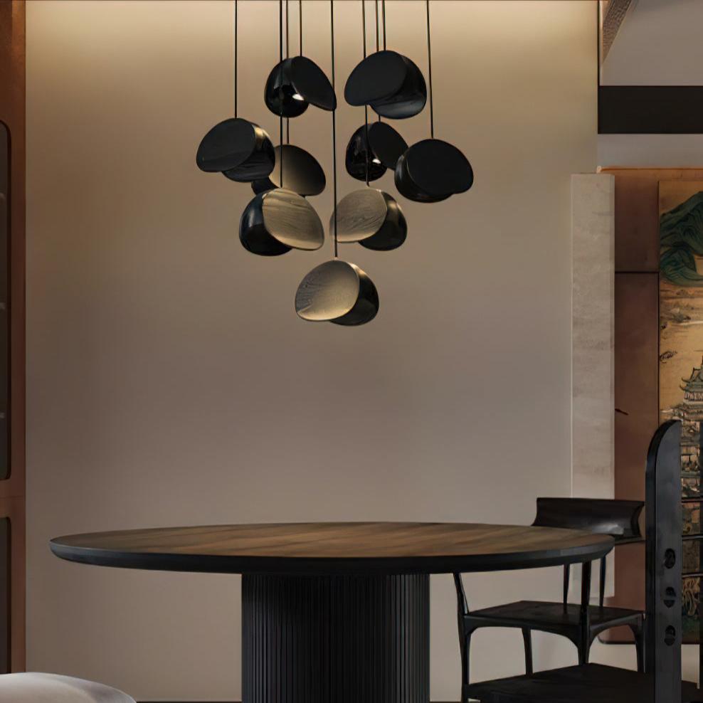 Siyuan Pendant Lamp - Artistic LED Lighting with Natural Wooden Shades