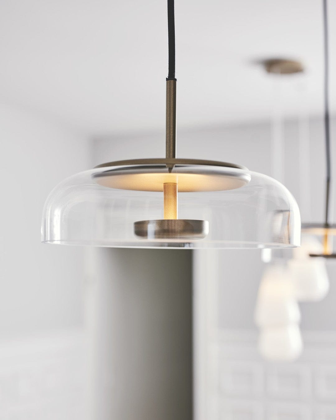 Solara Modern Brass Pendant Light – LED, Adjustable Height