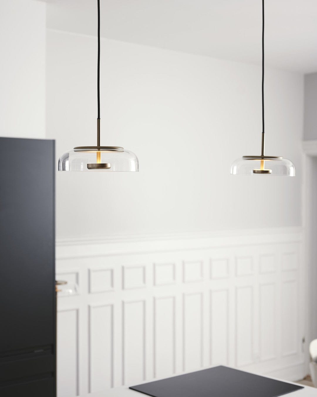 Solara Modern Brass Pendant Light – LED, Adjustable Height