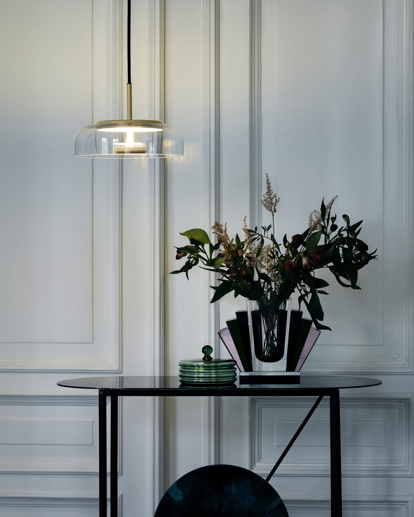 Solara Modern Brass Pendant Light – LED, Adjustable Height