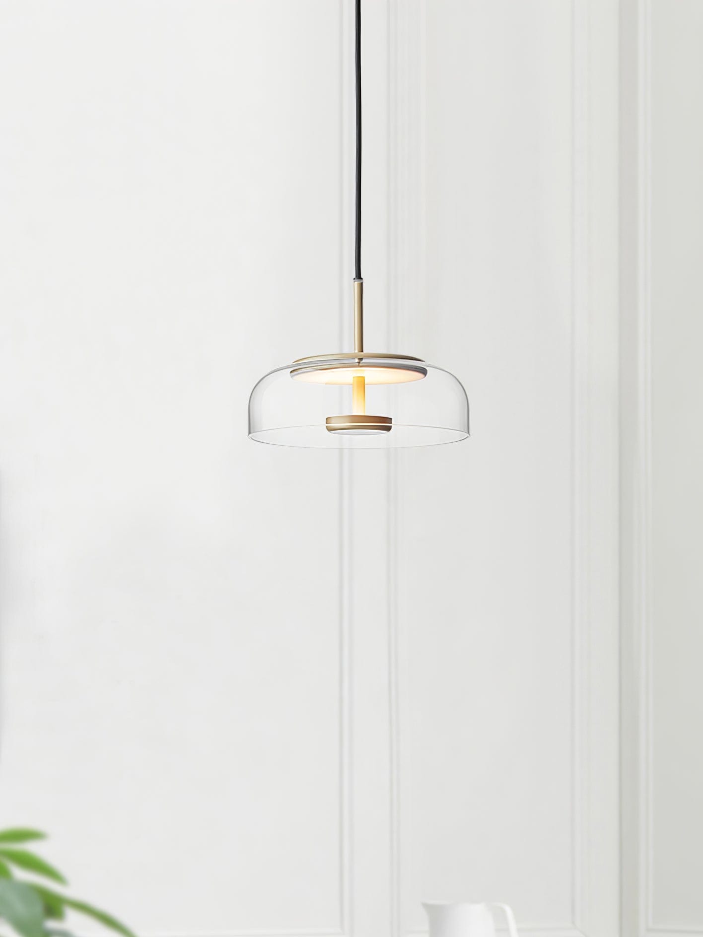 Solara Modern Brass Pendant Light – LED, Adjustable Height