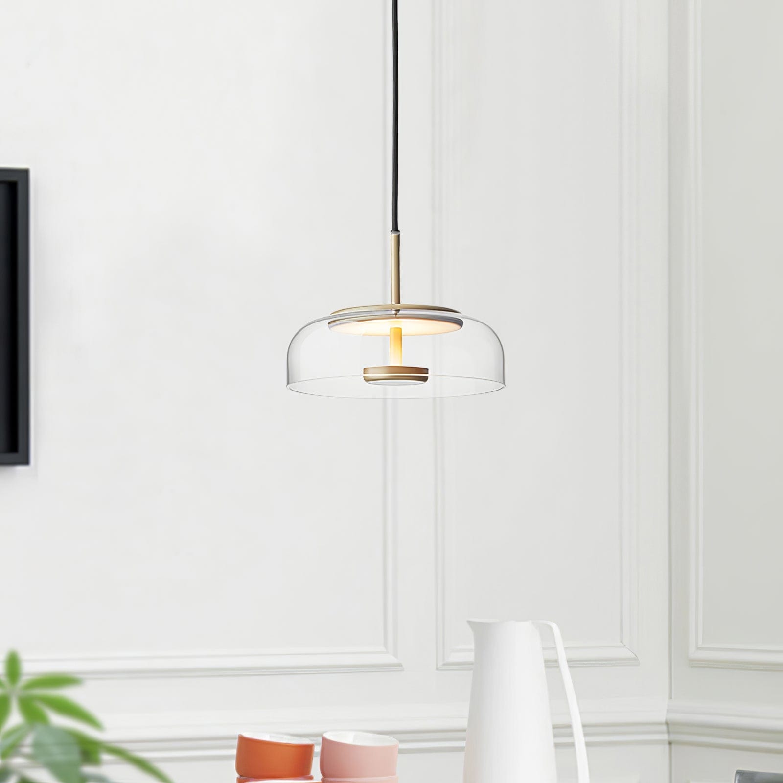 Solara Modern Brass Pendant Light – LED, Adjustable Height