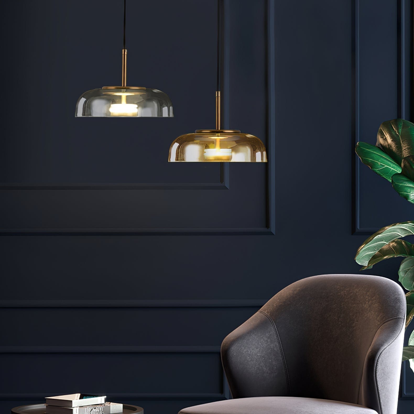 Solara Modern Brass Pendant Light – LED, Adjustable Height