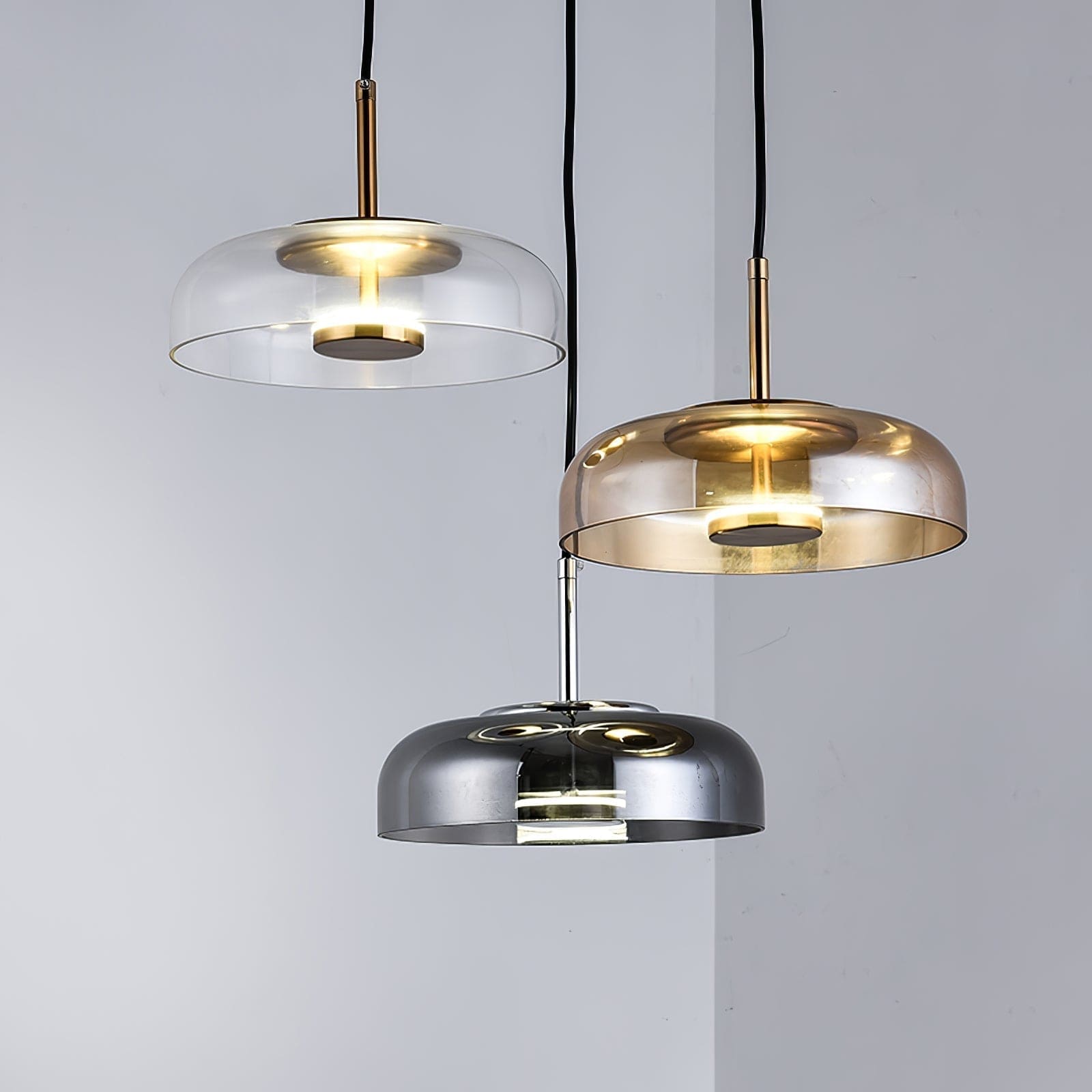 Solara Modern Brass Pendant Light – LED, Adjustable Height