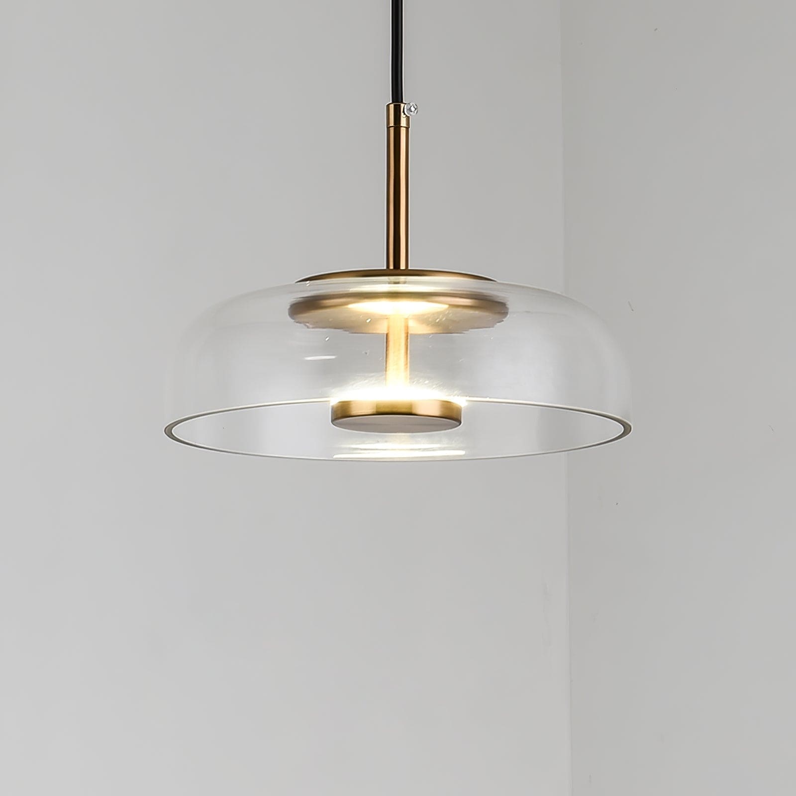 Solara Modern Brass Pendant Light – LED, Adjustable Height